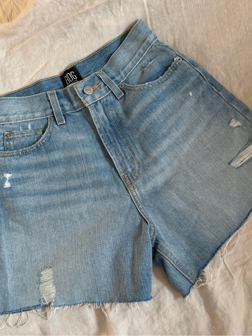 BDG Light Wash Denim A Line Cutoff Shorts